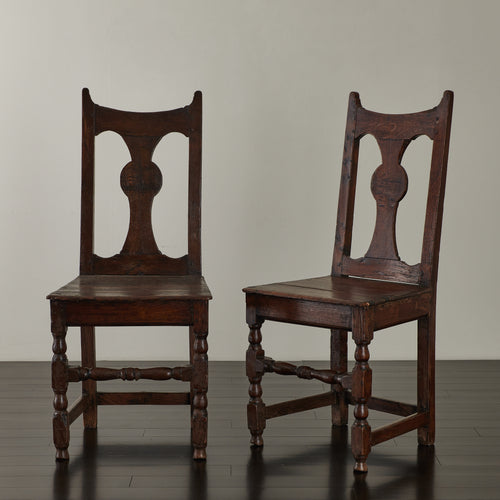 PAIR OF ENGLISH 18th C OAK CHAIRS